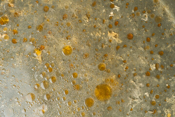Abstract brown texture with bubbles. view from above. Closeup