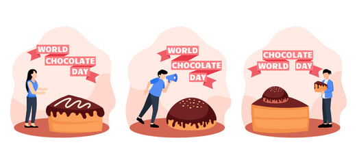 Flat Bundle World Chocolate Day Design Illustration