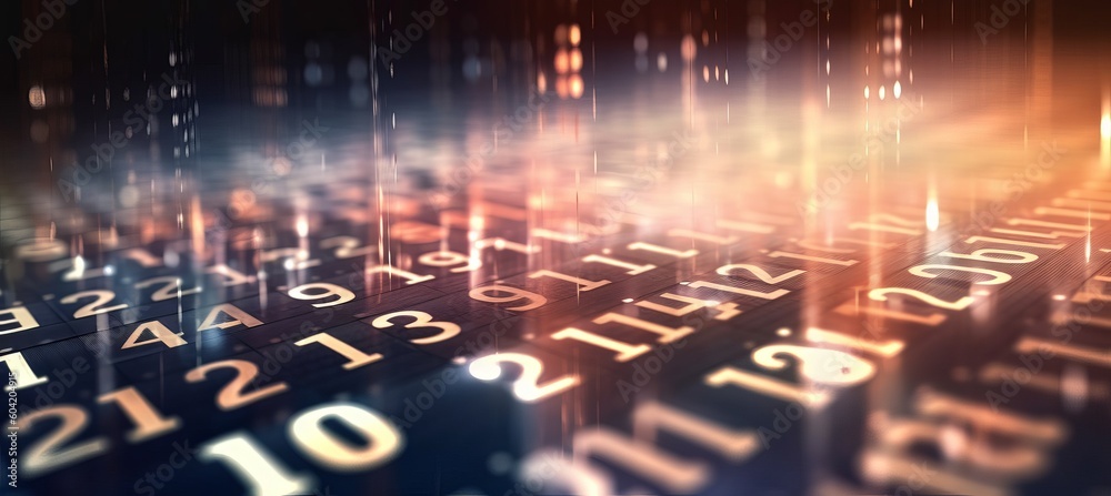 Aufkleber Number data particles machine learning visualization system technology background. Generative AI technology.