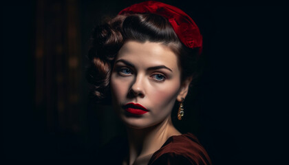 Fototapeta premium Beautiful fashion model exudes elegance and sensuality generated by AI