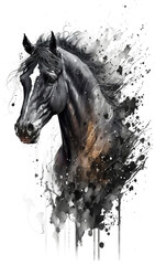 Obraz na płótnie Canvas black horse watercolor png