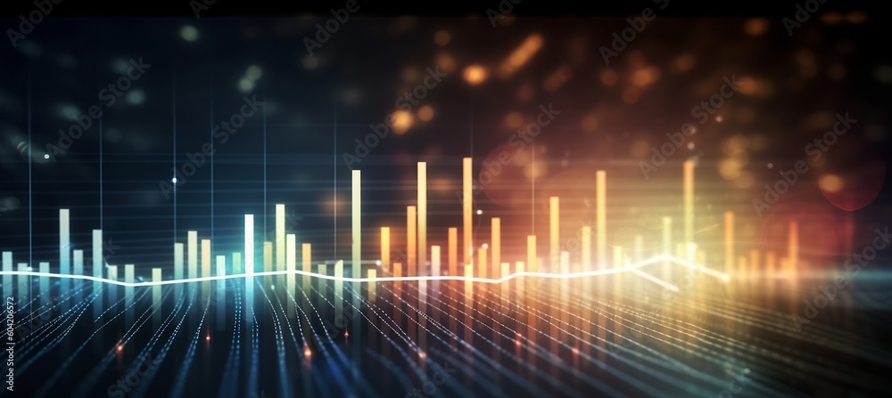 Aufkleber Business chart trader stock market chart. Diagram indicator shiny glow data visualization. Generative AI technology.	