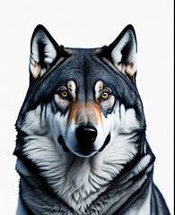 Closeup portrait of wolf, Generative Ai.