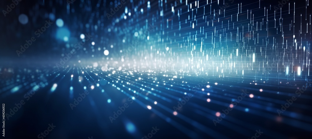 Fototapete Digital internet data flow visualization system technology background. Generative AI technology.