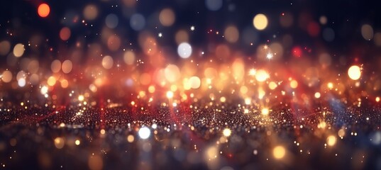 Obraz premium Abstract glitter light sparkle night bokeh background. Generative AI technology.