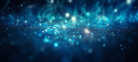 Obraz na płótnie Canvas Abstract glitter shiny blue star light sparkle bokeh background. Generative AI technology.