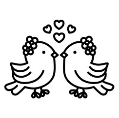 Cute wedding doves outline icon
