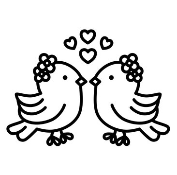 two birds in love with hearts clip art preview