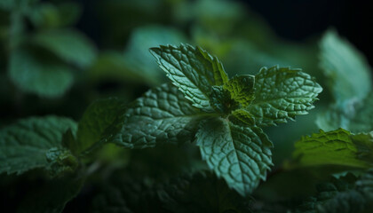 Fresh spearmint leaf adds a scented seasoning to culinary creations generated by AI