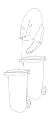 One continuous line of hand with Garbage Bin. Thin Line Illustration vector concept. Contour Drawing Creative ideas.