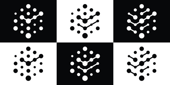 logo design check and dot technology icon connection vector illustration