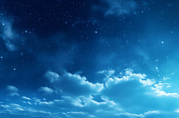 Naklejka na ściany i meble A Blue Nebula Background With Many Stars, In The Style Of