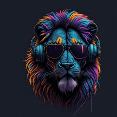 Lion Wearing Headphones 