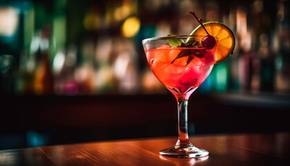 A refreshing mojito on a bar counter, perfect for clubbing generated by AI