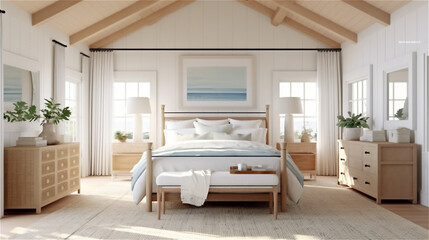 Generative AI, Beachside Retreat: Coastal Bedroom Design