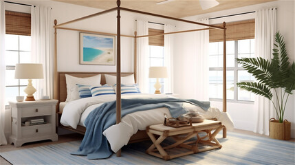 Generative AI, Beachside Retreat: Coastal Bedroom Design