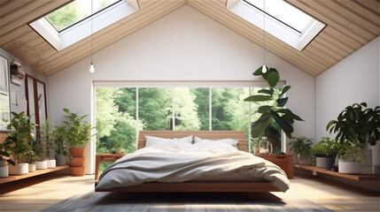 Generative AI, Minimalist Tranquility: Scandinavian-Inspired Cozy Bedroom