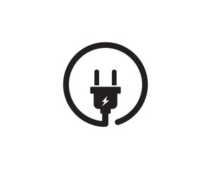 Electric plug connection vector icon symbol illustration - obrazy, fototapety, plakaty