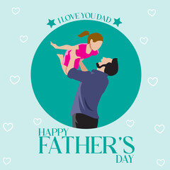 A poster for a father's day with a little girl in the air.