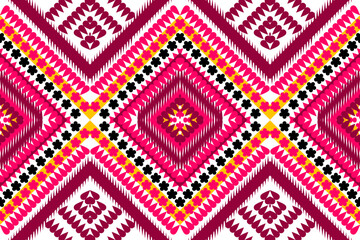 Seamless ikat pattern, abstract design, damask digital geometric ikat ajrakh indian allover african paisley zig-zag batik ethnic pattern textile design for print.