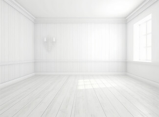 White Painted Wooden Walls With White Backgroun