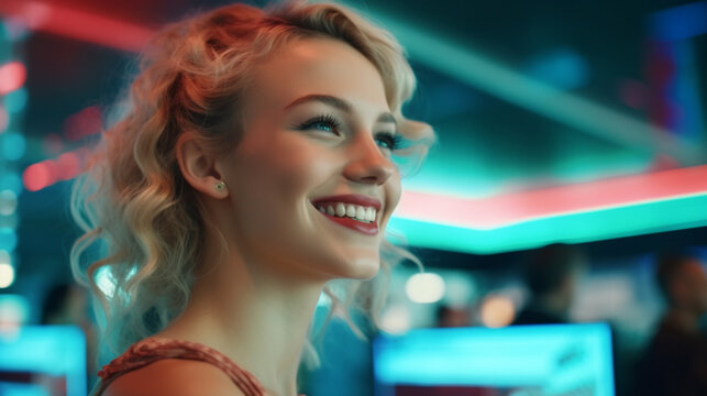 young adult woman, fictional place