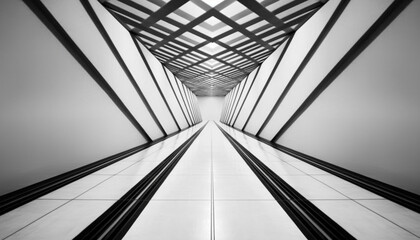 Futuristic architecture steel, glass, and geometric shapes create abstract symmetry generated by AI