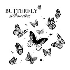 Image of Free vector butterflies silhouettes set. printed on Printed Glass Splashbacks