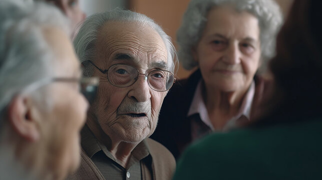 old people, man and woman, in nursing home or nursing home