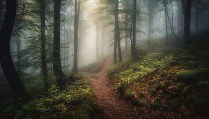 Obraz premium A spooky mystery in the tranquil autumn wilderness, a fantasy generated by AI