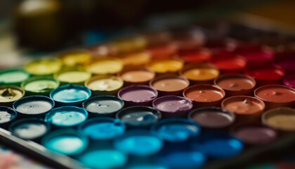 Obraz na płótnie Canvas Glittering make up equipment in vibrant colors for glamorous celebration generated by AI