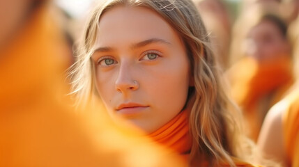 Fototapeta premium group of young people, young girls teenagers are upset, fictional reason
