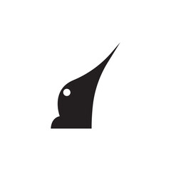 silhouette of a fish or bird logo illustration.