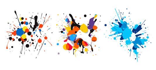 カラフルなインクが飛び散る　ベクター素材