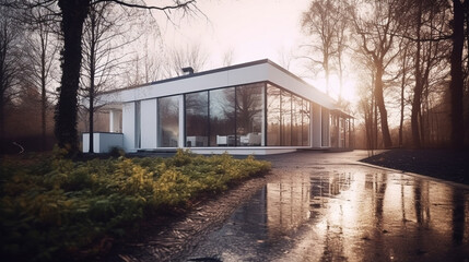 Family house in a quiet idyllic rural setting, modern living, home and property