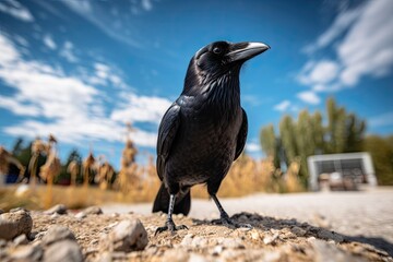 Fototapeta premium Crow in its natural habitat. Generative AI
