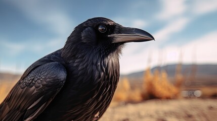 Fototapeta premium Crow in its natural habitat. Generative AI