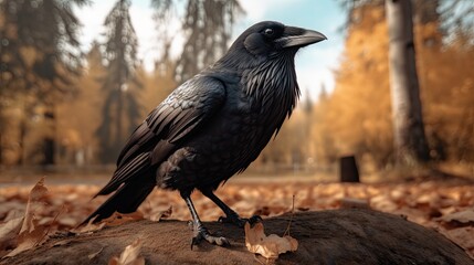 Fototapeta premium Crow in its natural habitat. Generative AI