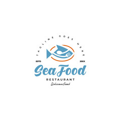 fish sea food restaurant logo icon vector template