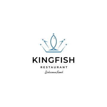 king fish restaurant sea food logo icon vector template