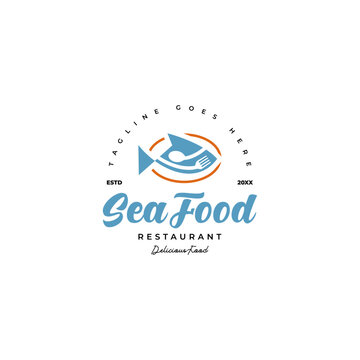 fish sea food restaurant logo icon vector template