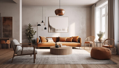 Modern luxury living room with elegant design and comfortable sofa generated by AI