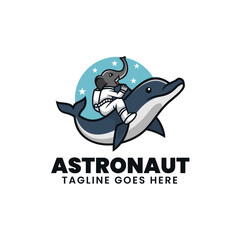 Vector Logo Illustration Astronaut Mascot Cartoon Style.