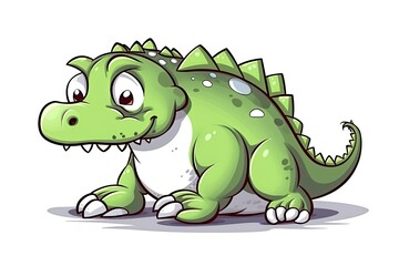 Obraz na płótnie Canvas cartoon green dinosaur sitting down Generative AI