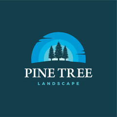 Pine tree silhouette logo design vector illustration