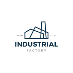 Simple industrial monoline logo design vector illustration