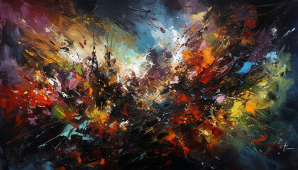 Obraz na płótnie Canvas Vibrant colors painted image celebrates creativity with abstract brush strokes generated by AI
