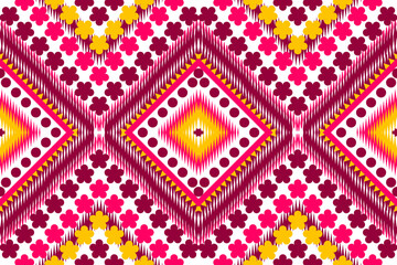 Seamless ikat pattern, abstract design, damask digital geometric ikat ajrakh indian allover african paisley zig-zag batik ethnic pattern textile design for print.