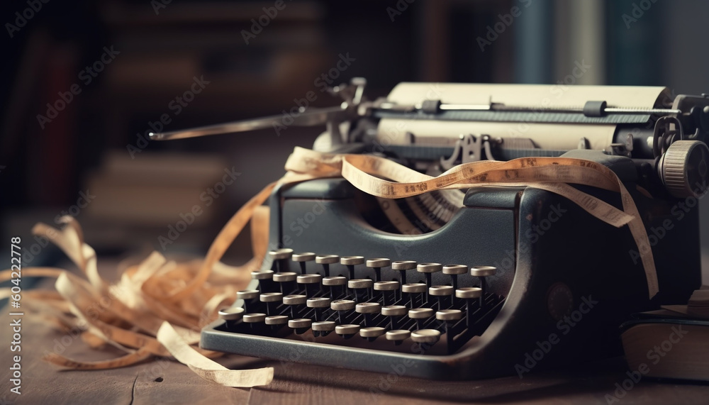 Fototapete typewriter a rustic, old fashioned machinery for nostalgic journalists generated by ai