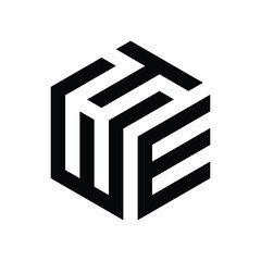 design a clever monogram logo with the letter WTE in square shape